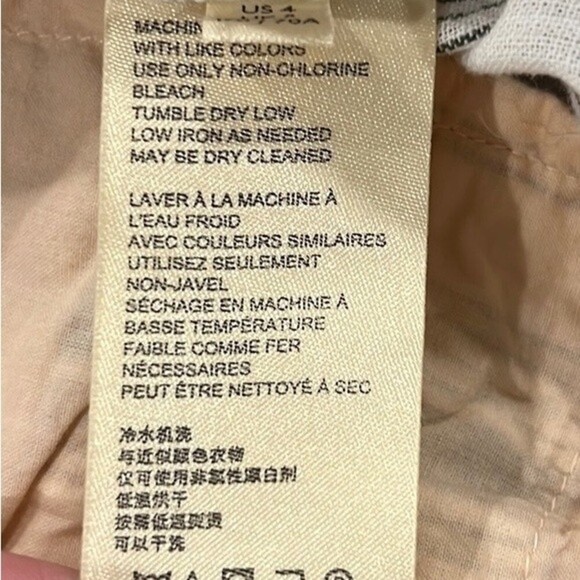 By Anthropologie linen blend green and green striped 4” shorts size 4 - Picture 6 of 7